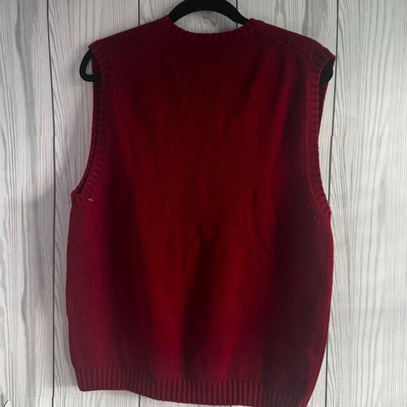 VINTAGE Red NEW Lands End Sweater Vest Mens  100% Cotton Medium - Picture 3 of 7